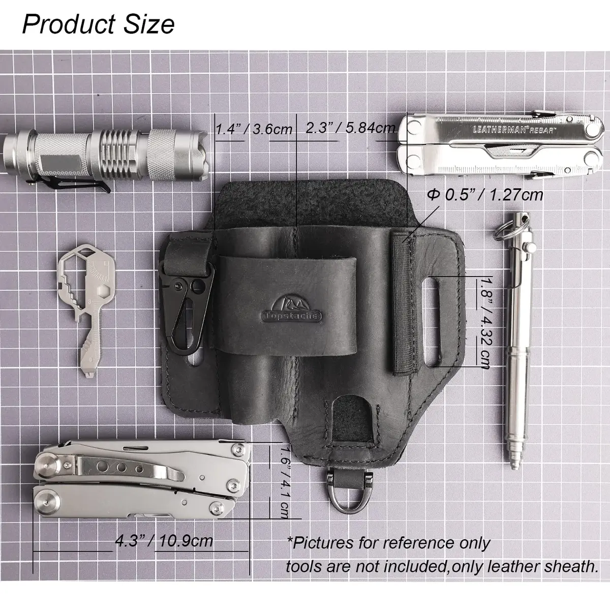 Topstache Leather Multitool Sheath EDC Belt Organizer Black | Fits Leatherman Tools & Accessories - view 5