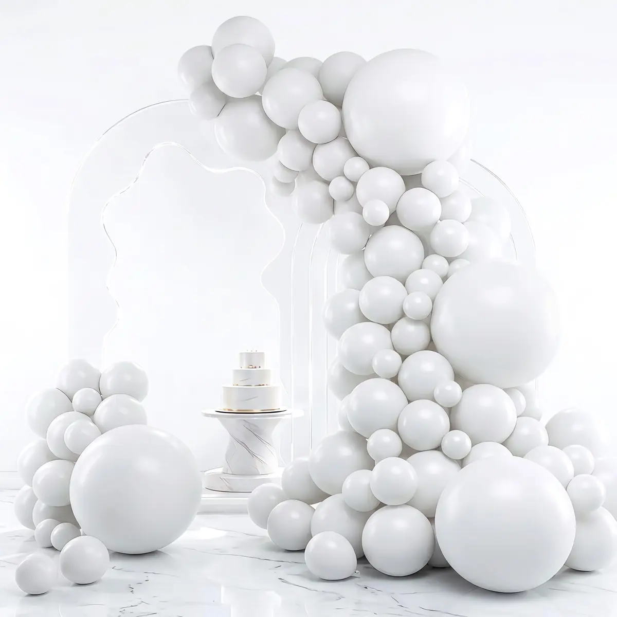 rubfac White Balloon Arch Kit 129pcs (4.5cm - 45cm) | Assorted Colors for Parties - main product image