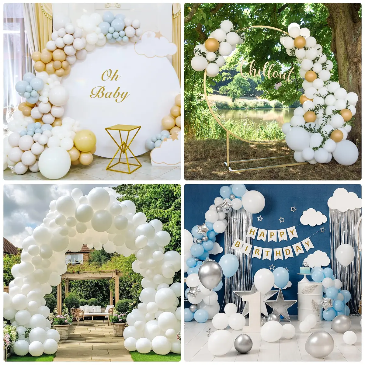 rubfac White Balloon Arch Kit 129pcs (4.5cm - 45cm) | Assorted Colors for Parties - view 5