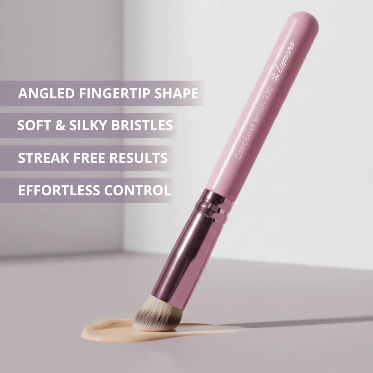 Lamora Small Angled Concealer Brush - Purple | Synthetic Bristles, Copper Ferrule, Wood Handle - view 5