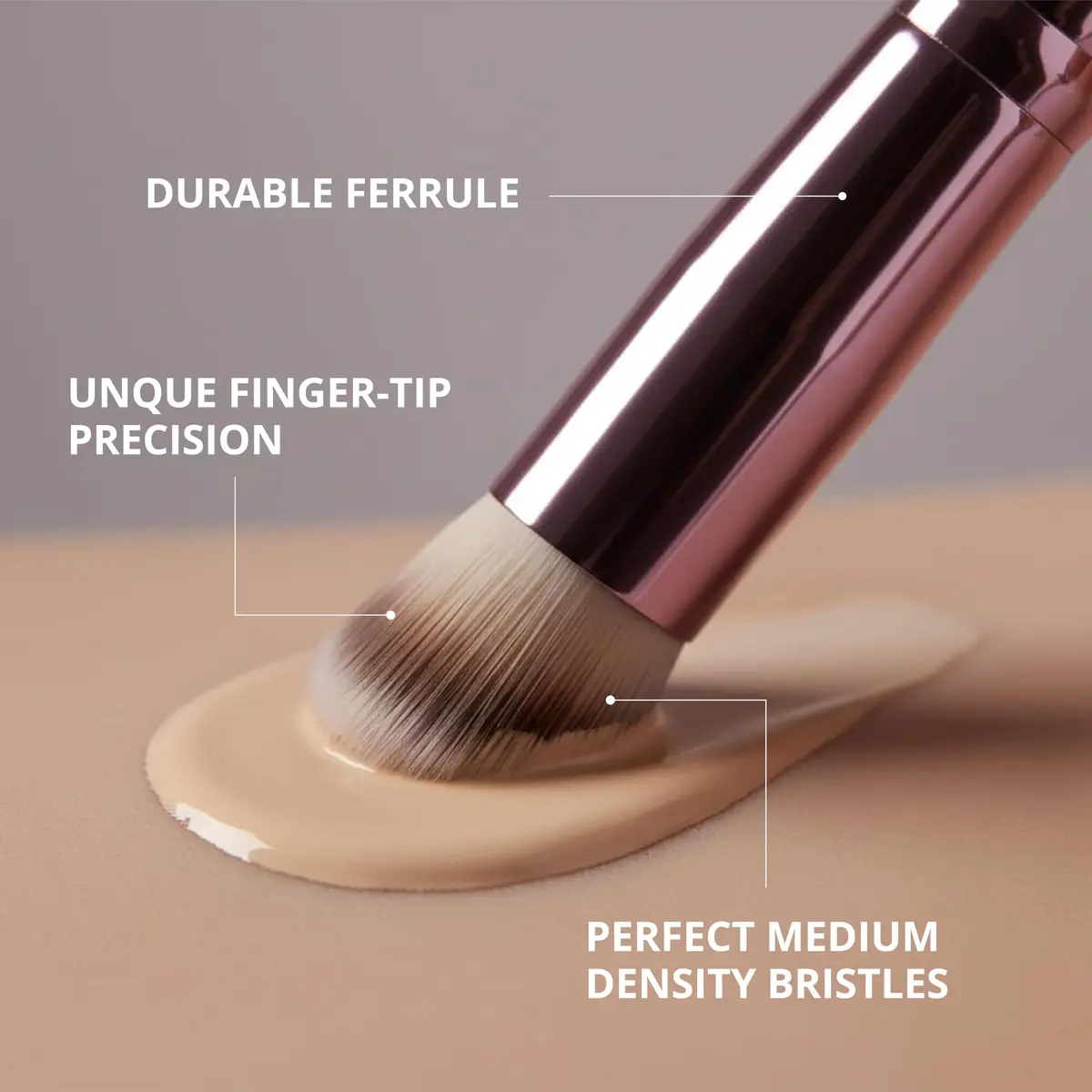 Lamora Small Angled Concealer Brush - Purple | Synthetic Bristles, Copper Ferrule, Wood Handle - view 8