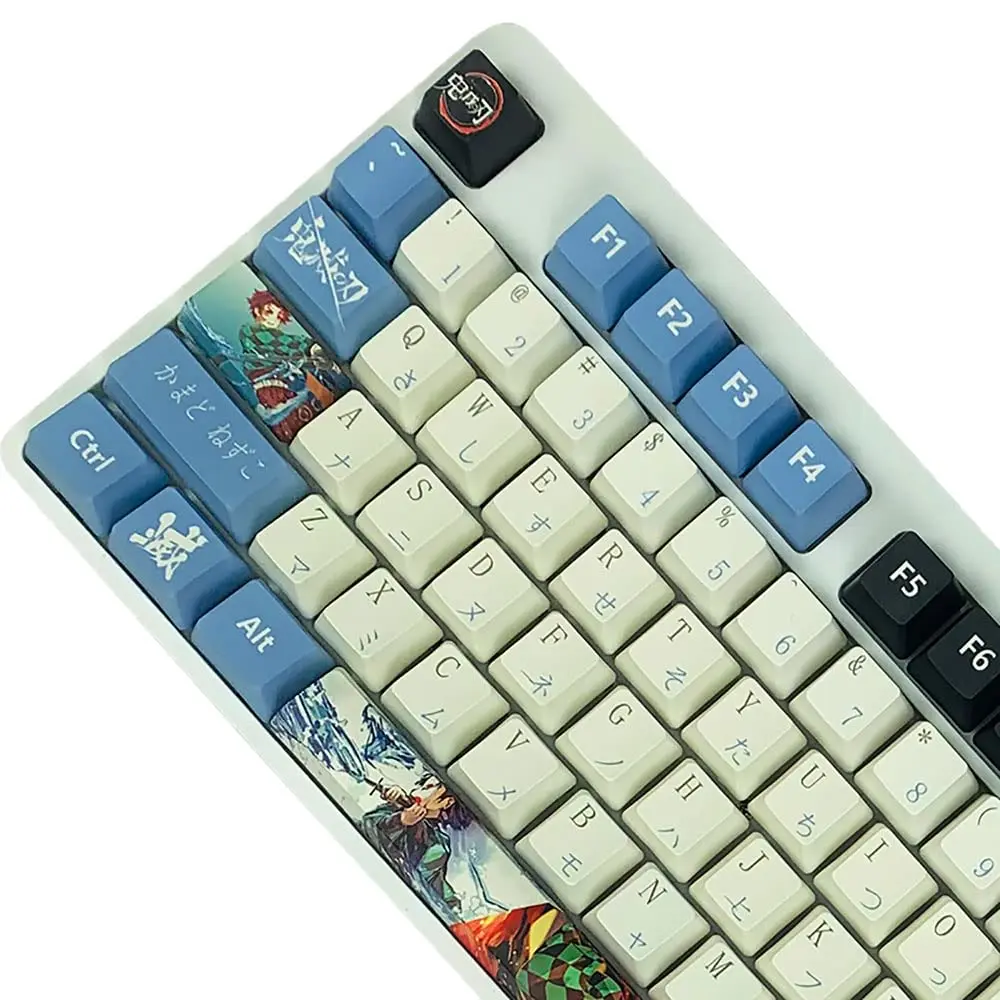 Hokeyio Japanese Anime Demon Slayer Keycaps 108 PBT Dye Sublimation OEM Profile for Cherry Mx Gateron Kailh Switch Mechanical Keyboard Colorful - main product image