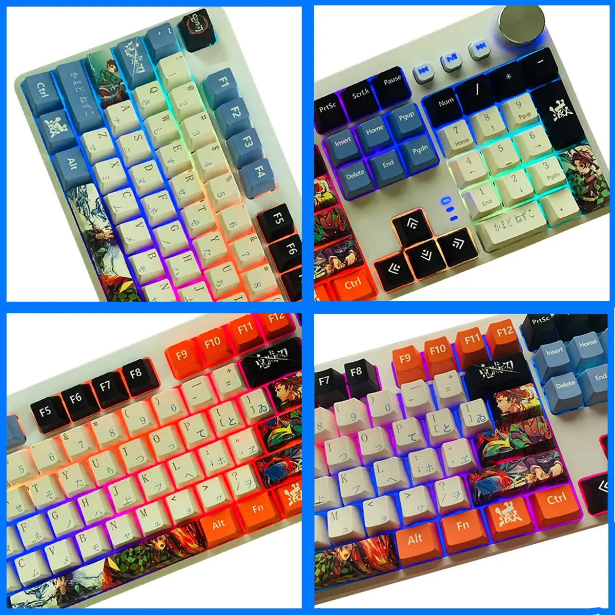 Hokeyio Japanese Anime Demon Slayer Keycaps 108 PBT Dye Sublimation OEM Profile for Cherry Mx Gateron Kailh Switch Mechanical Keyboard Colorful - view 4