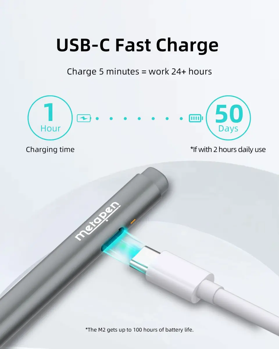 Metapen Stylus Pen M2 for Surface | 4096 Pressure Levels, Eraser End, USB-C Charging - view 5