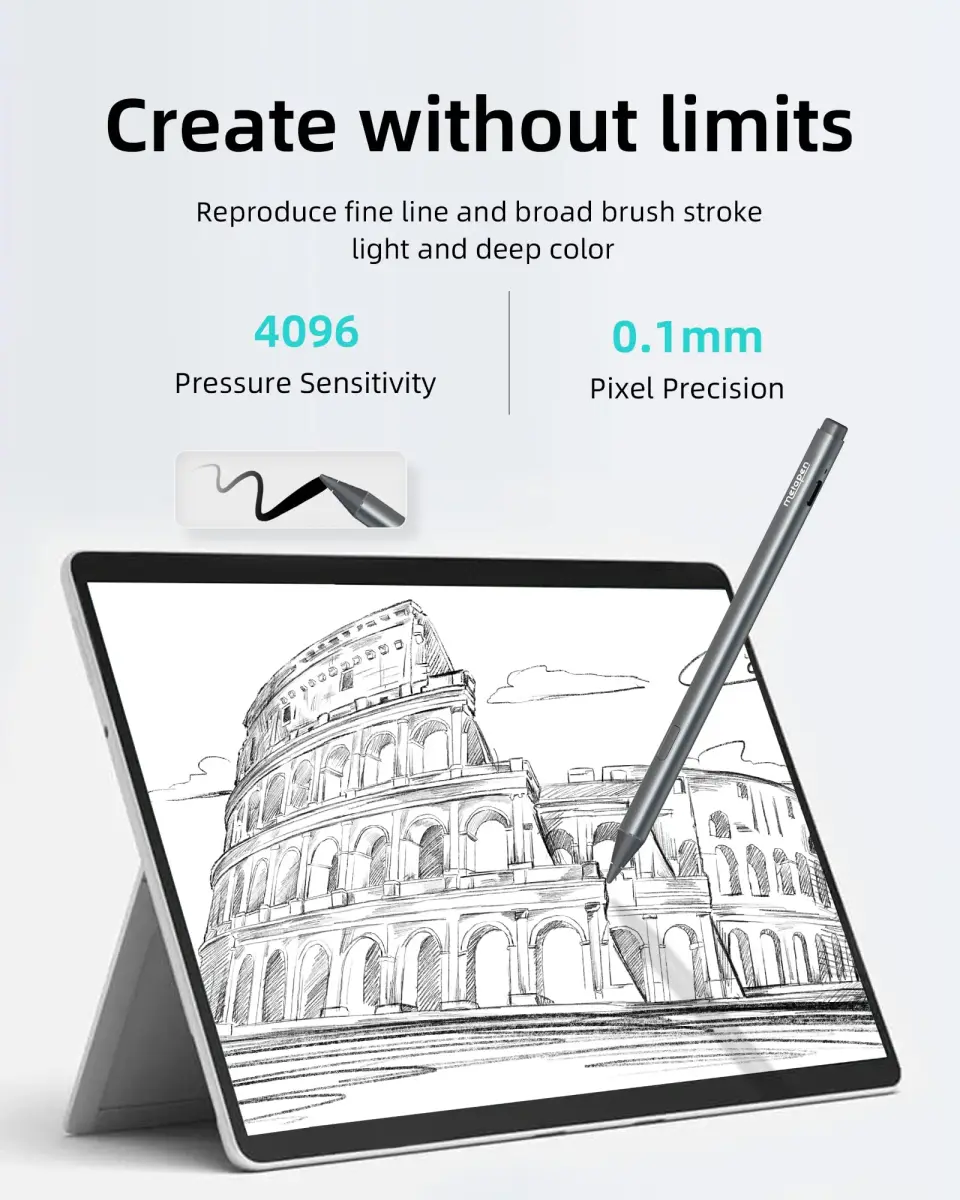 Metapen Stylus Pen M2 for Surface | 4096 Pressure Levels, Eraser End, USB-C Charging - view 6