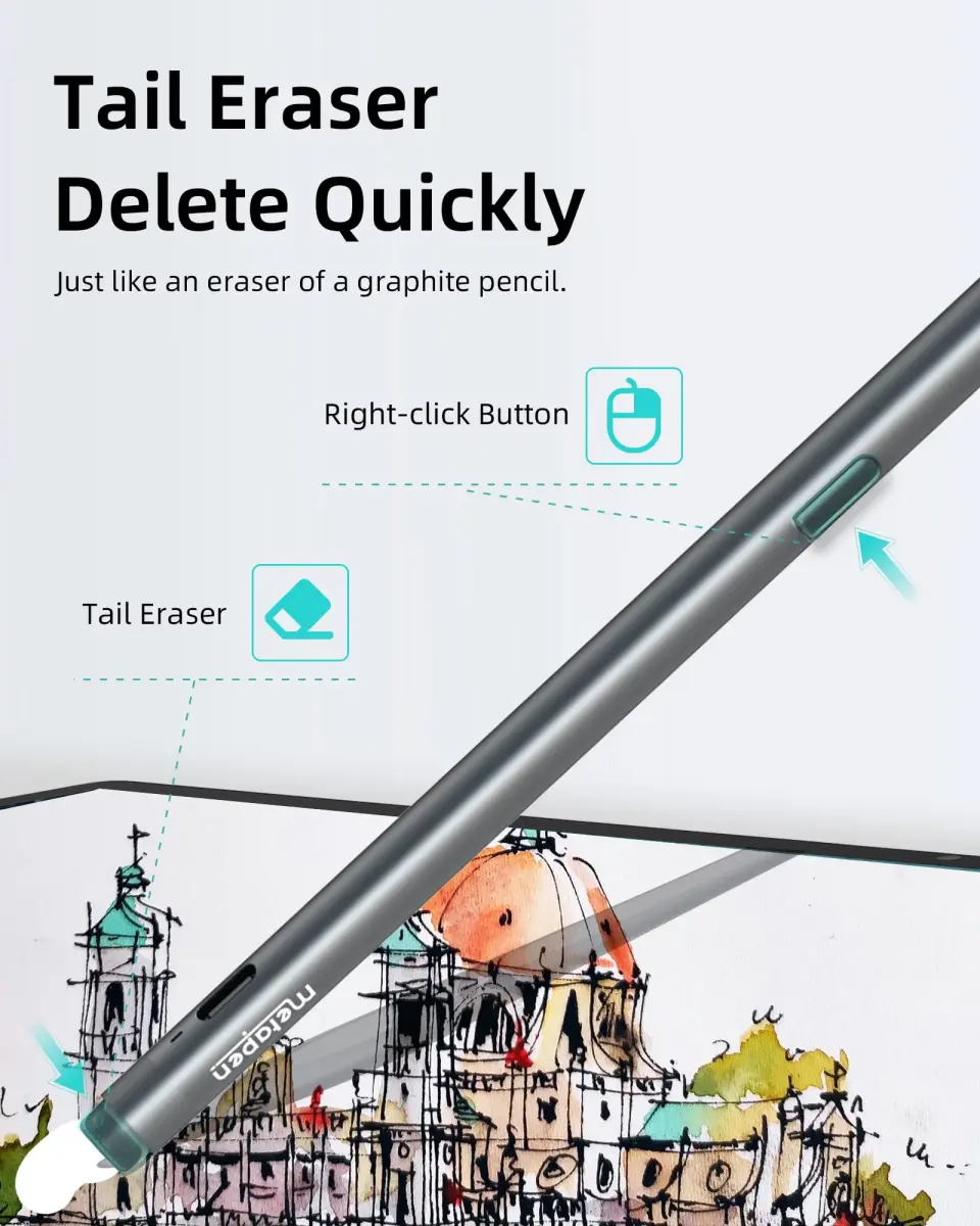 Metapen Stylus Pen M2 for Surface | 4096 Pressure Levels, Eraser End, USB-C Charging - view 3