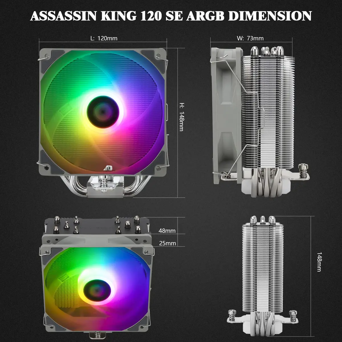 Thermalright Assassin King 120 SE ARGB CPU Air Cooler | 120mm PWM Fan, 5 Heatpipes, LGA1700/AM5 Compatible - view 5