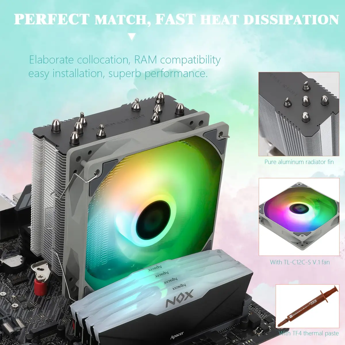 Thermalright Assassin King 120 SE ARGB CPU Air Cooler | 120mm PWM Fan, 5 Heatpipes, LGA1700/AM5 Compatible - view 6