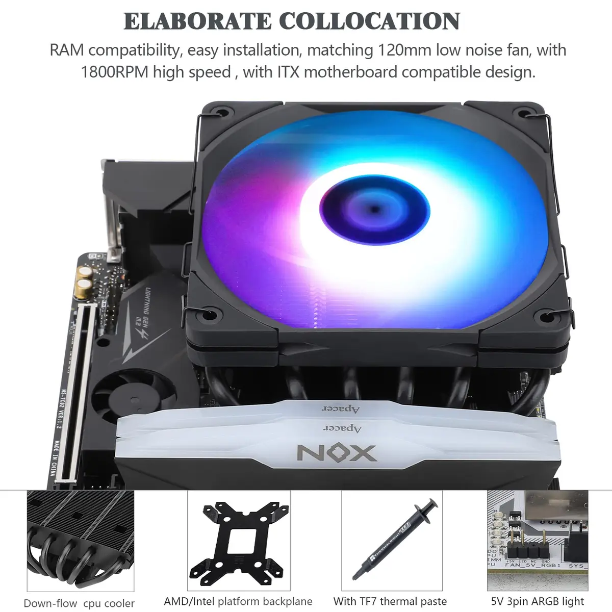 Thermalright AXP-120-X67 Black ARGB Low Profile CPU Air Cooler 67mm Height | Compatible with Intel LGA 1700/1200/115X/20XX & AMD AM4 - view 5