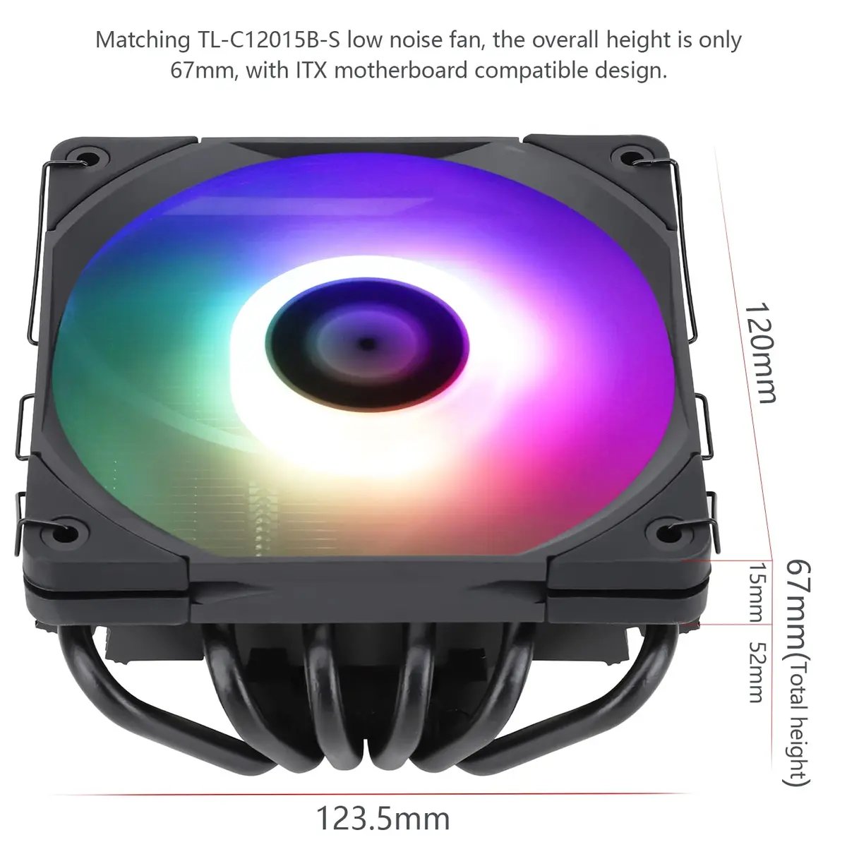 Thermalright AXP-120-X67 Black ARGB Low Profile CPU Air Cooler 67mm Height | Compatible with Intel LGA 1700/1200/115X/20XX & AMD AM4 - view 6