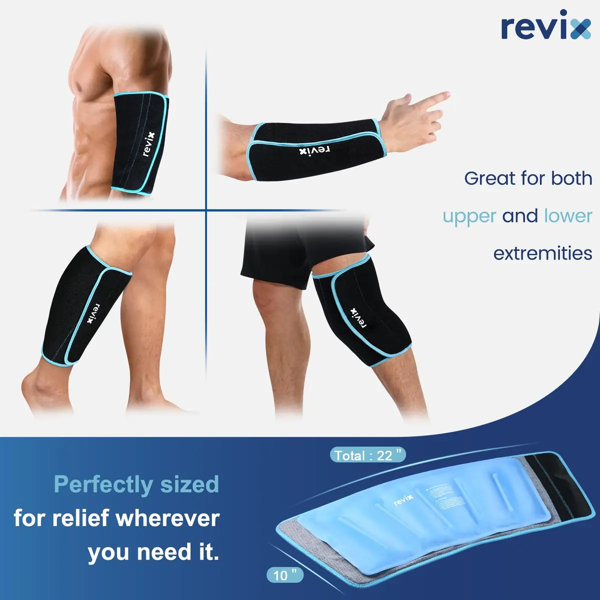 REVIX XL Calf Ice Pack Wraps 2 Pack | Reusable Gel Cold Therapy for Calf & Leg Relief - view 5