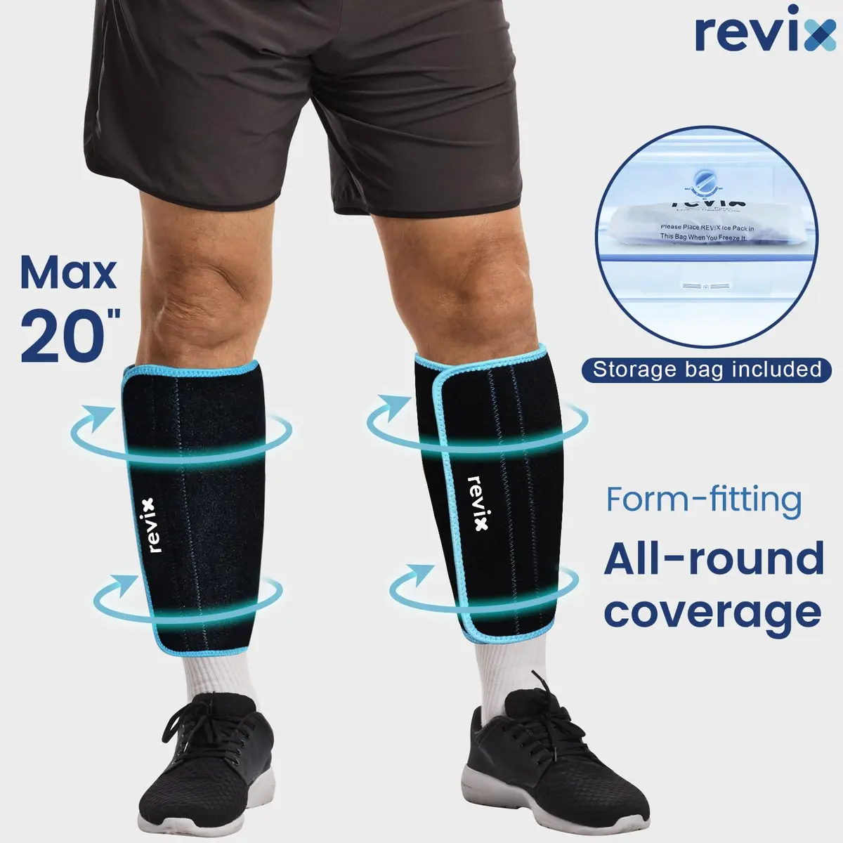 REVIX XL Calf Ice Pack Wraps 2 Pack | Reusable Gel Cold Therapy for Calf & Leg Relief - view 4