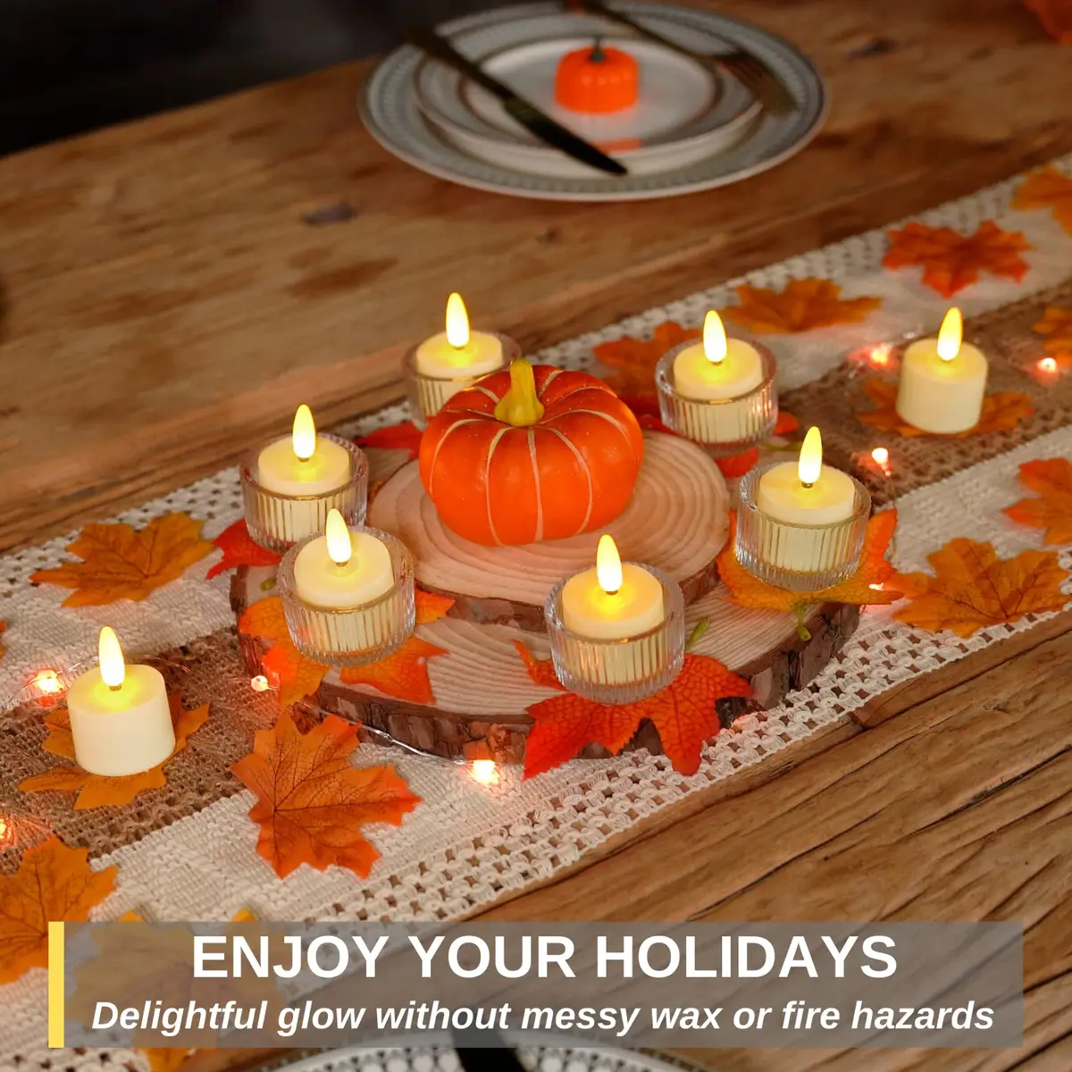 Homemory Rechargeable Tea Lights Candles with Remote, 12-Pack | Dimmable, Timer, Lifelong Use - view 5