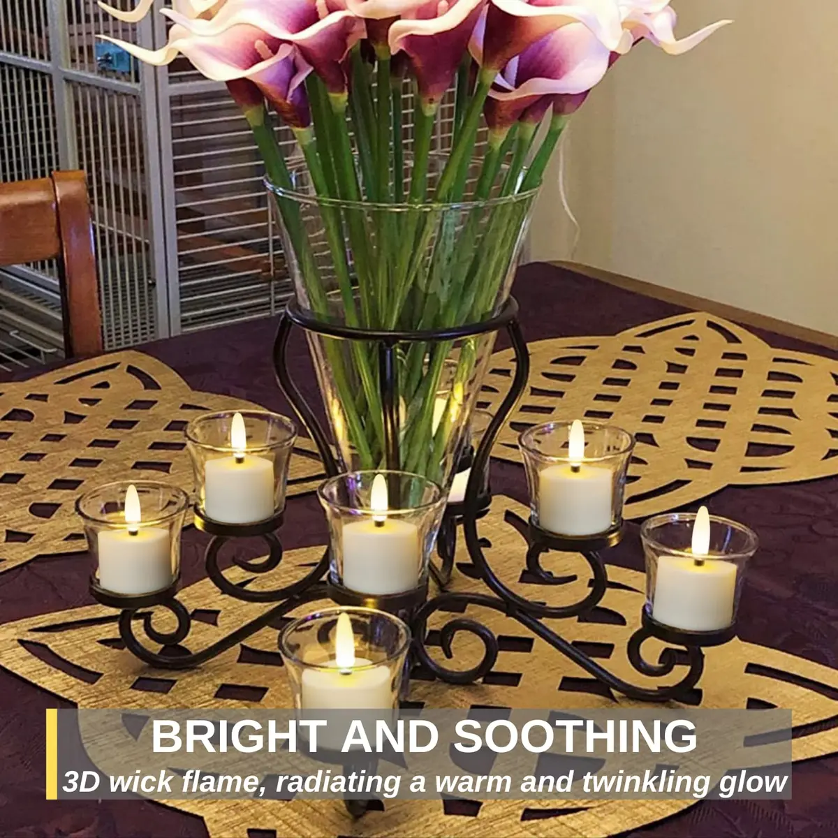 Homemory Rechargeable Tea Lights Candles with Remote, 12-Pack | Dimmable, Timer, Lifelong Use - view 3