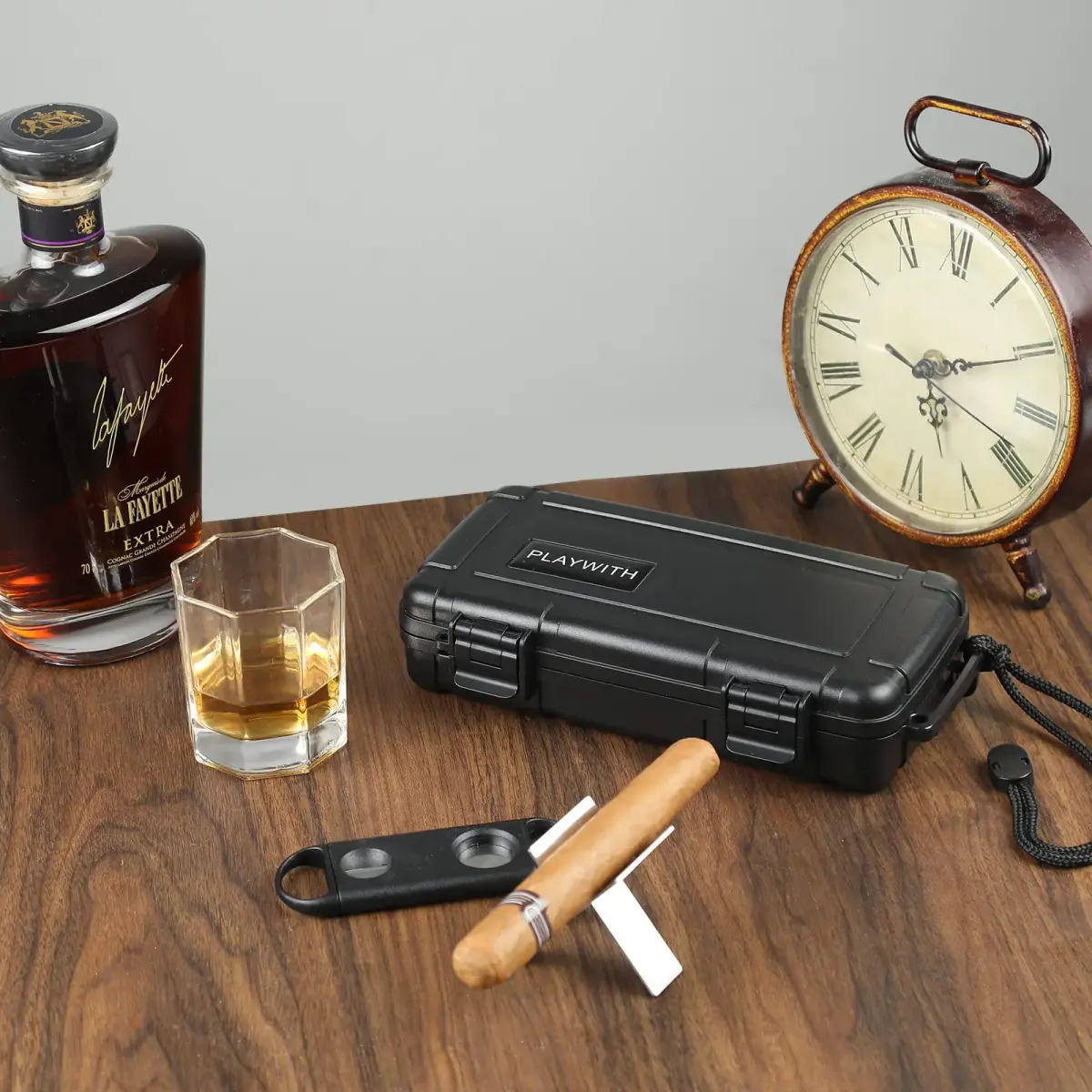 PLAYWITH Travel Humidor Box with Accessories - Black 23.5cm (9.4 inch) | Waterproof & Crushproof Cigar Case - view 6