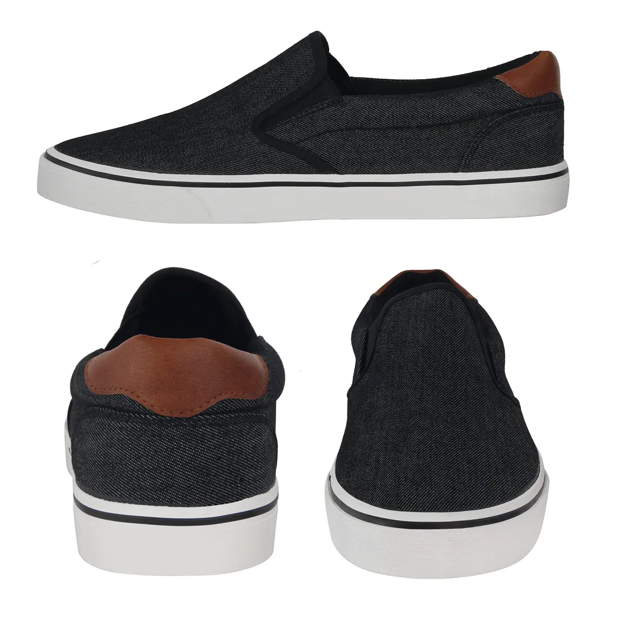 TOBER Men's Black Canvas Slip-On Shoes 25.4 cm (10 in) | Classic Laceless Walking Sneakers - view 3