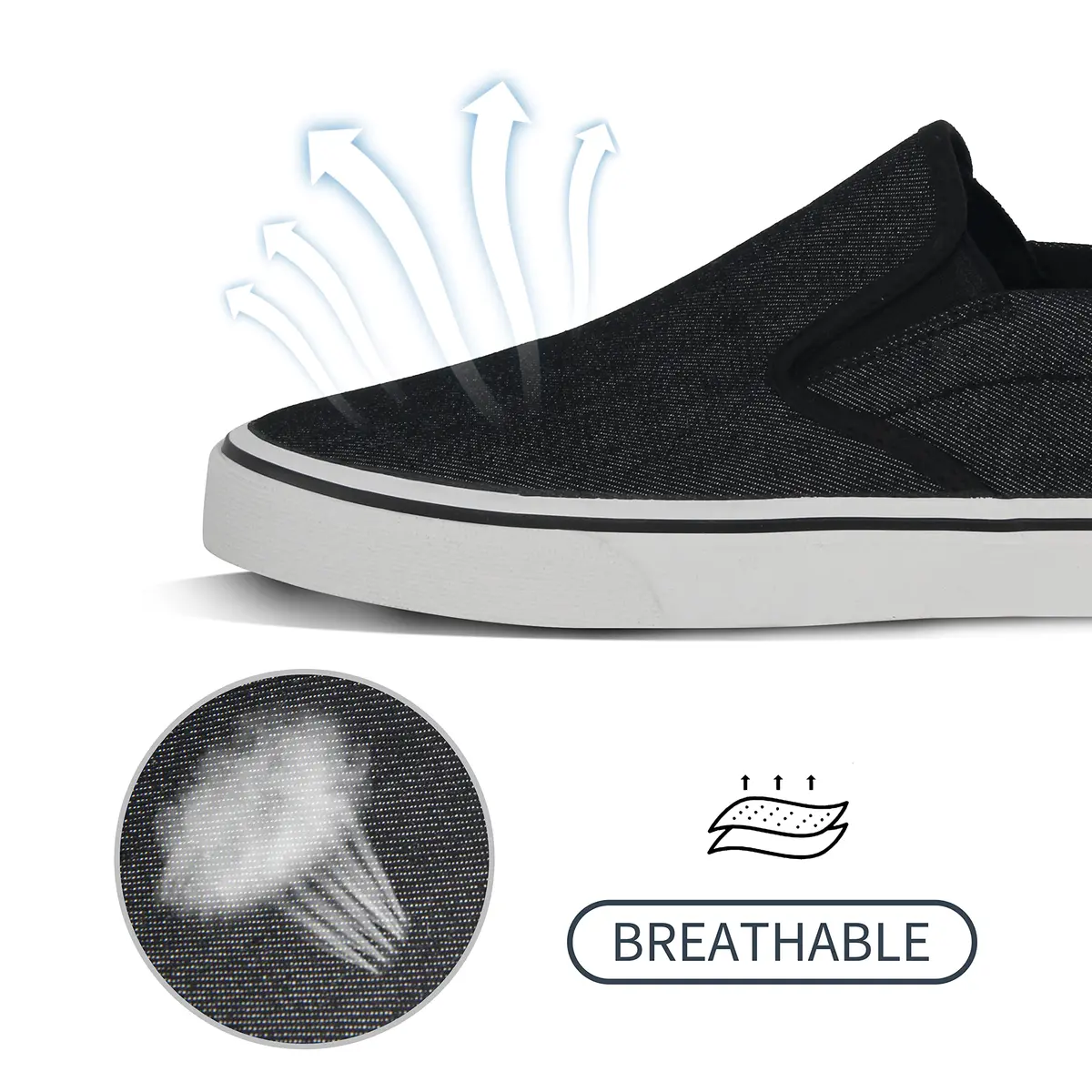 TOBER Men's Black Canvas Slip-On Shoes 25.4 cm (10 in) | Classic Laceless Walking Sneakers - view 4