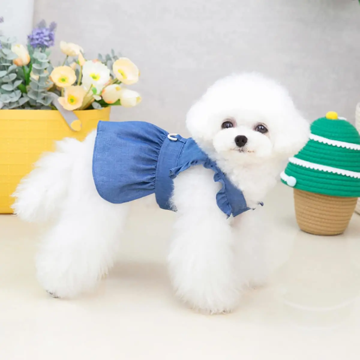 Izefia Dog Dress Puppy Luxury Skirt Clothes XL | Elegant Denim & Cotton for Small Dogs - view 3