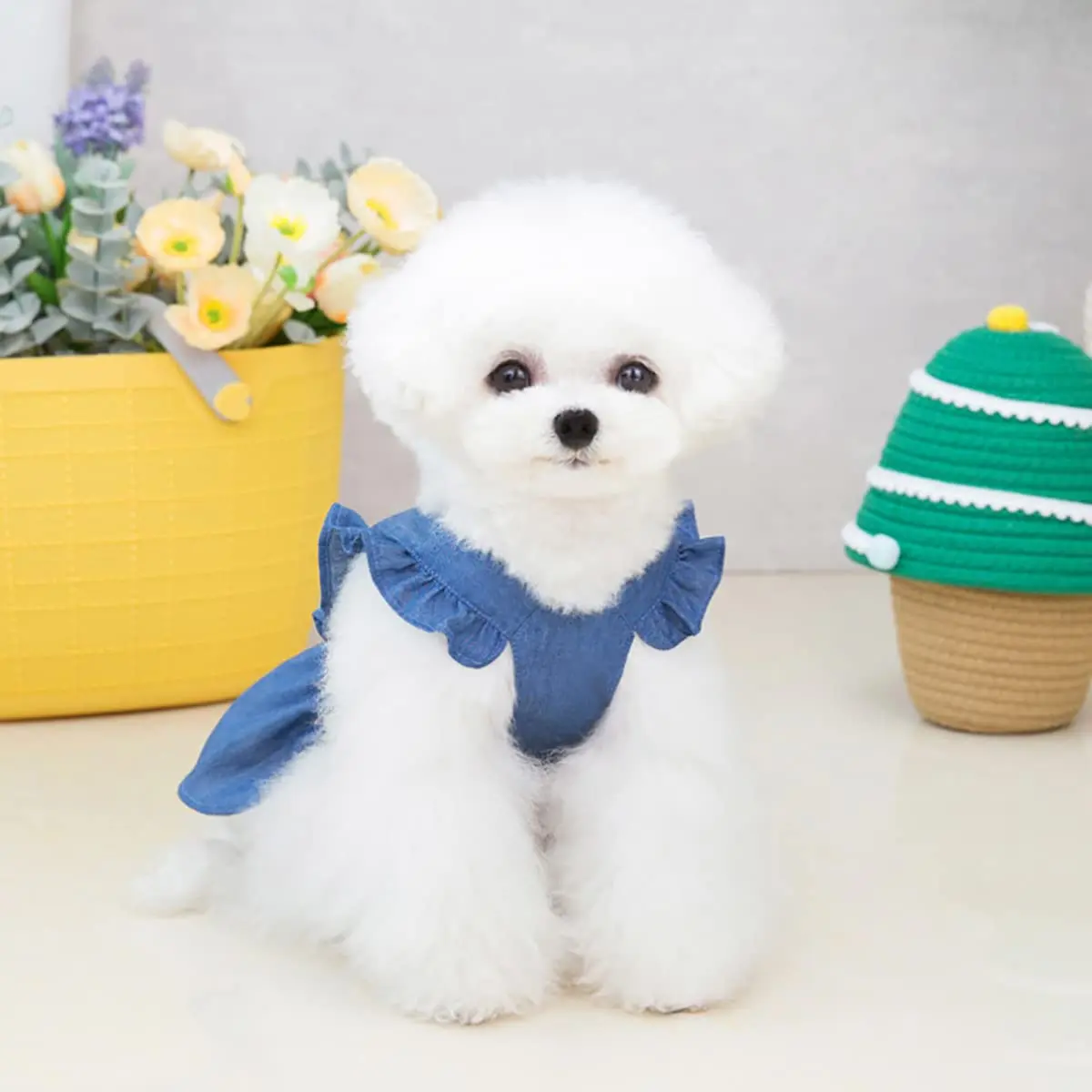 Izefia Dog Dress Puppy Luxury Skirt Clothes XL | Elegant Denim & Cotton for Small Dogs - view 4