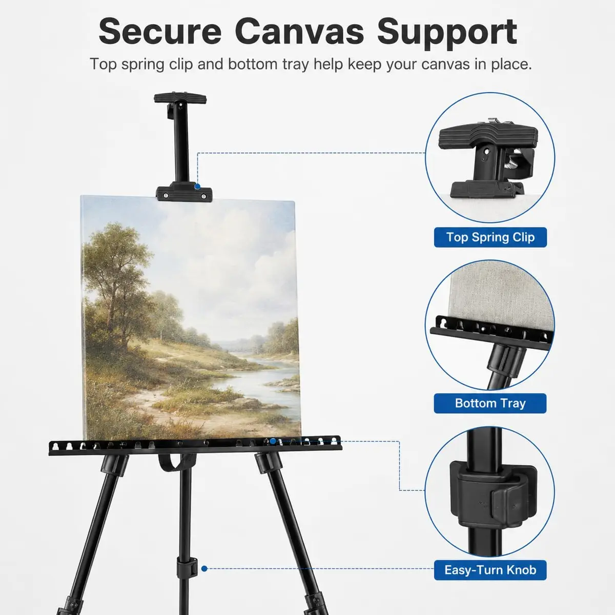 RRFTOK Adjustable Metal Tripod Art Easel Stand 17-66 in (43-168 cm) with Bag | Holds up to 4.5 kg Canvas - view 7