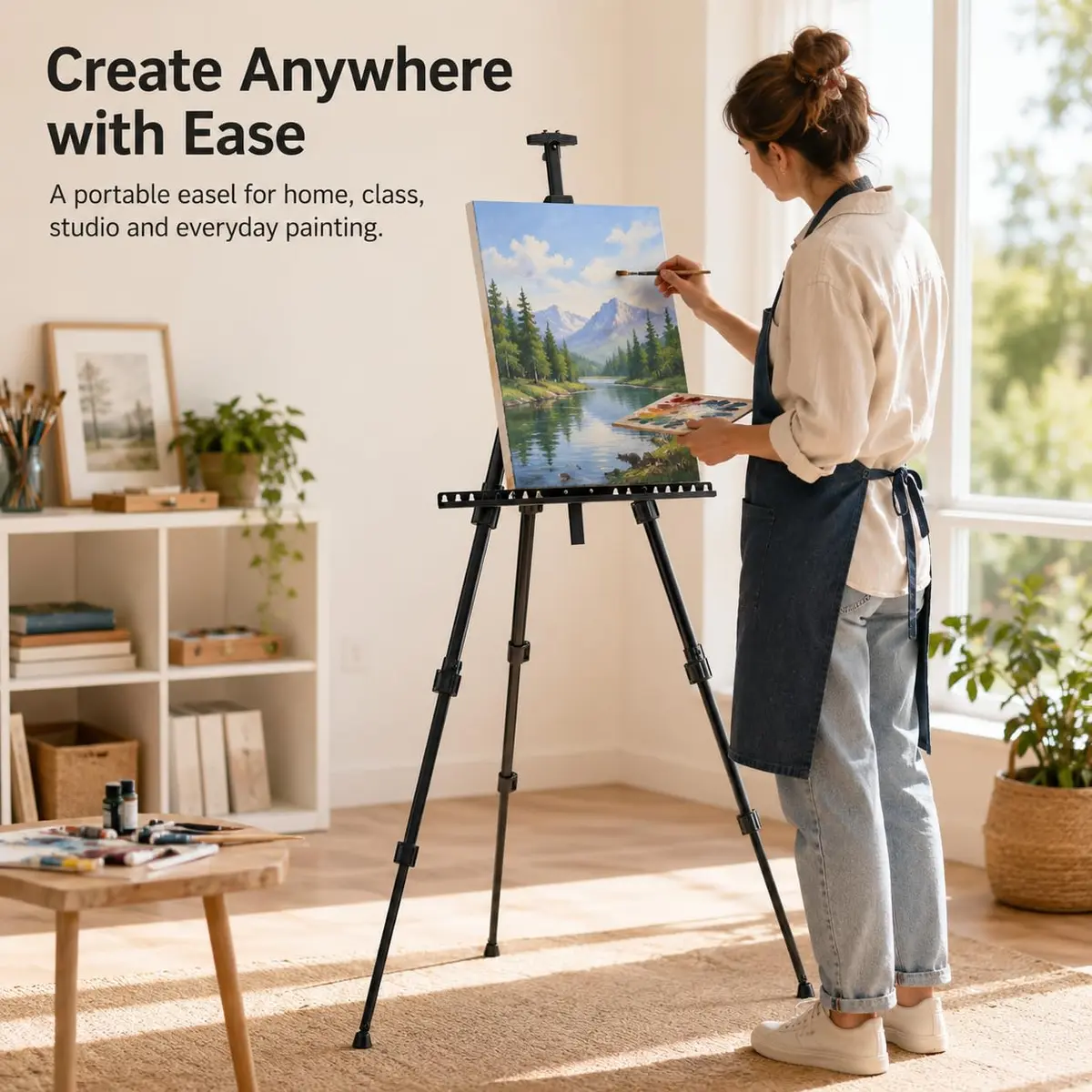 RRFTOK Adjustable Metal Tripod Art Easel Stand 17-66 in (43-168 cm) with Bag | Holds up to 4.5 kg Canvas - view 2