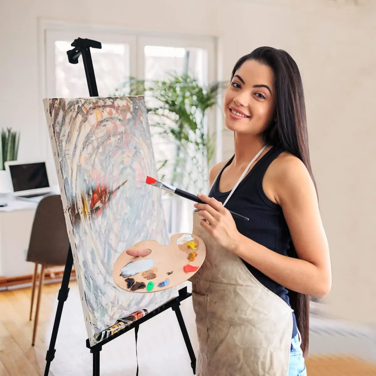 RRFTOK Adjustable Metal Tripod Art Easel Stand 17-66 in (43-168 cm) with Bag | Holds up to 4.5 kg Canvas - view 3