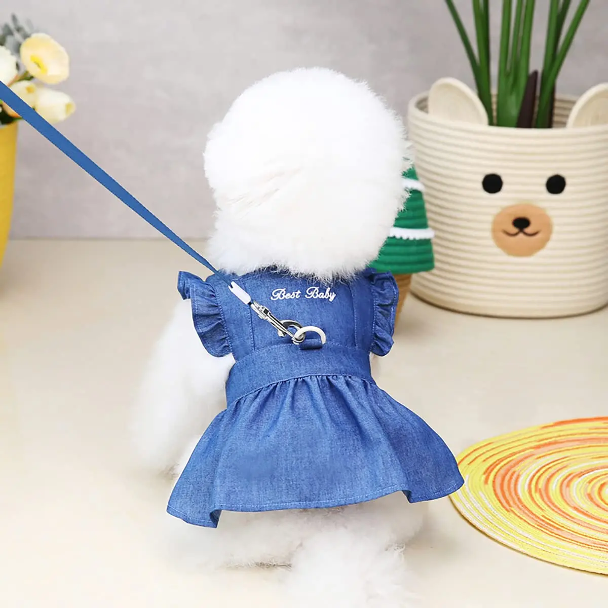 Izefia Dog Dress Puppy Luxury Skirt Clothes for Small Dogs Navy Blue | Elegant Summer & Formal Wear - view 2
