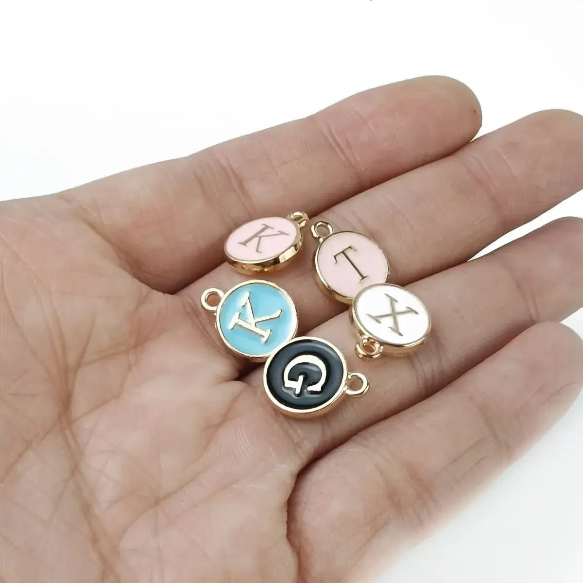 NSBELL 104PCS Letter Charms for Jewelry Making - Double Sided Alphabet Charms 0.5 inch (1.27 cm) Diameter - view 5