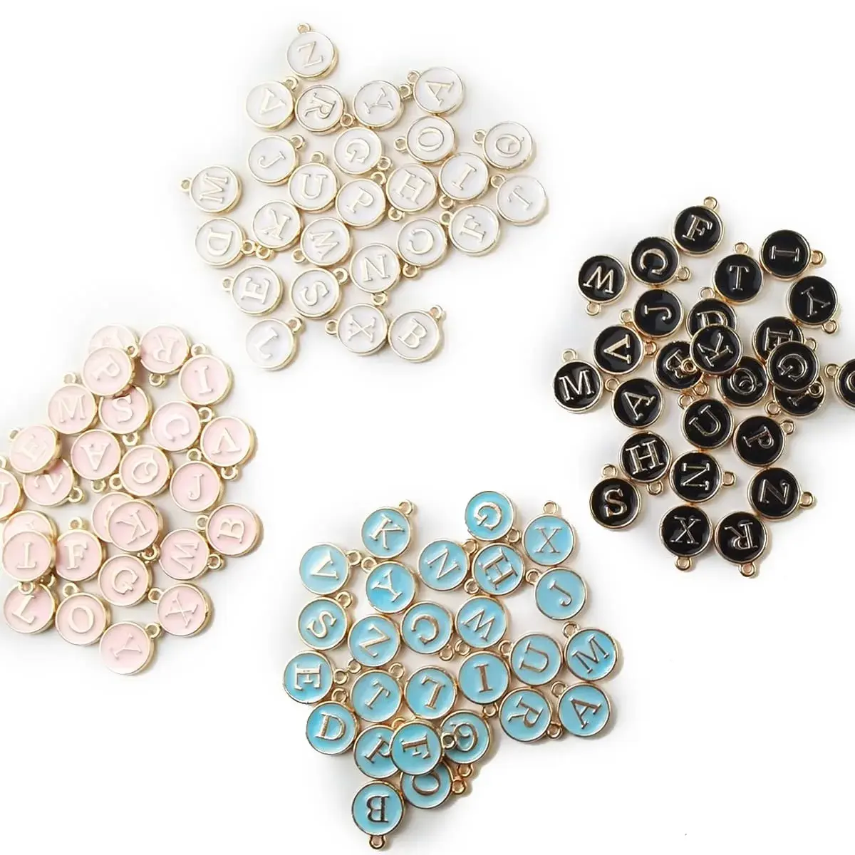 NSBELL 104PCS Letter Charms for Jewelry Making - Double Sided Alphabet Charms 0.5 inch (1.27 cm) Diameter - view 3
