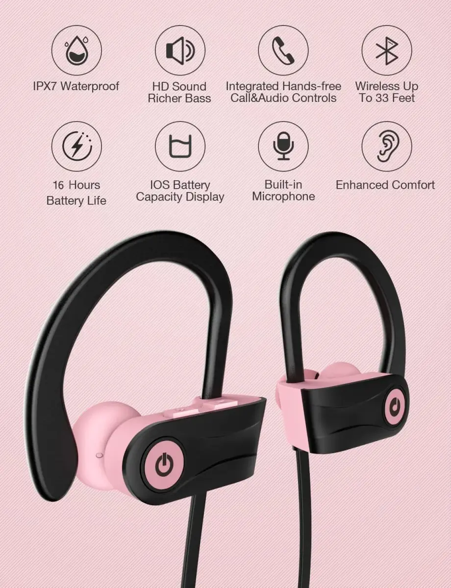 Otium U18 Wireless Earbuds Bluetooth 5.3 In-Ear Headphones with Mic, IPX7 Waterproof, 16 Hours Playtime, Rose - view 2