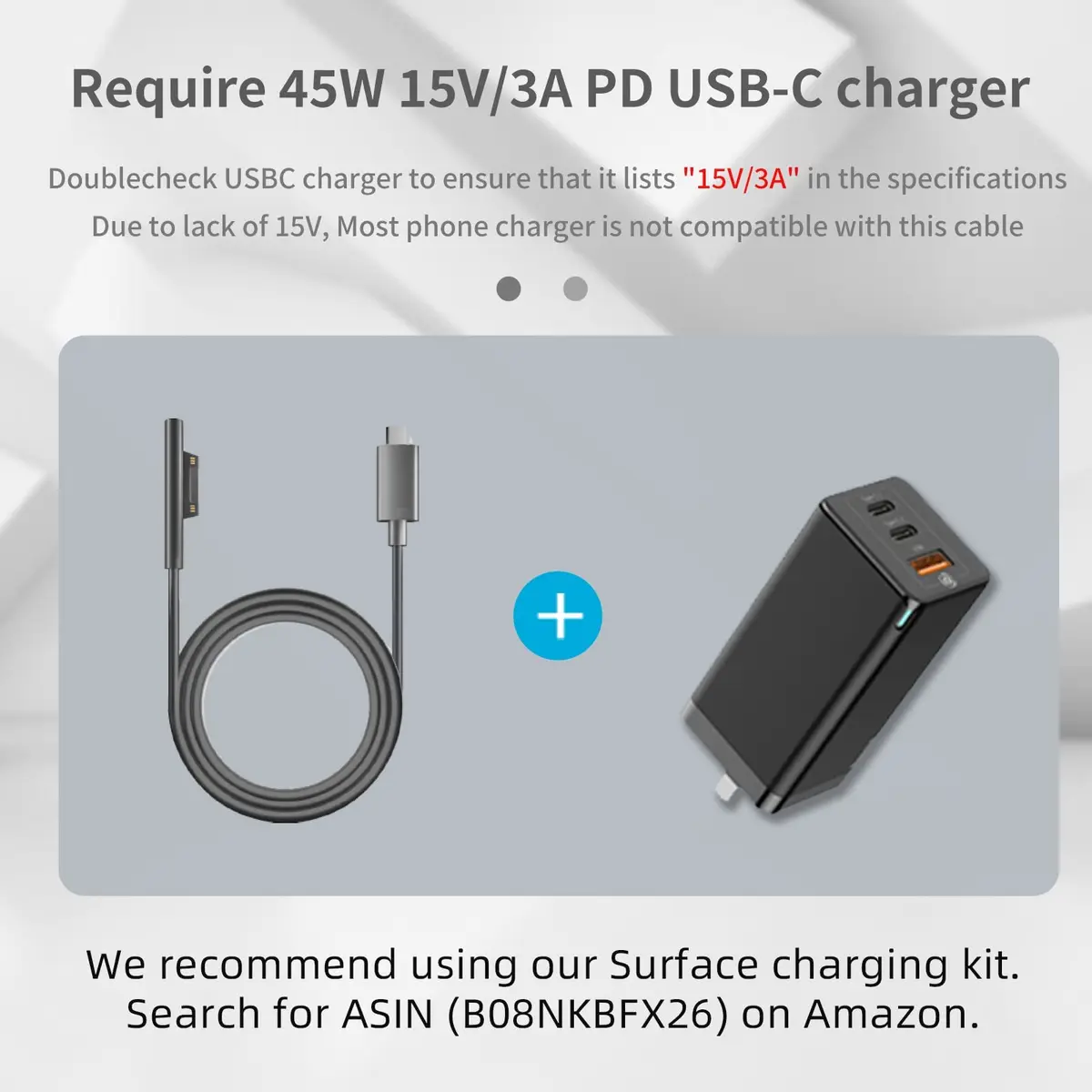 FASTELECTRIC USB-C to Surface Pro Fast Charging Adapter Cable 1m (3.3ft) | Requires 15V/3A PD Charger - view 6