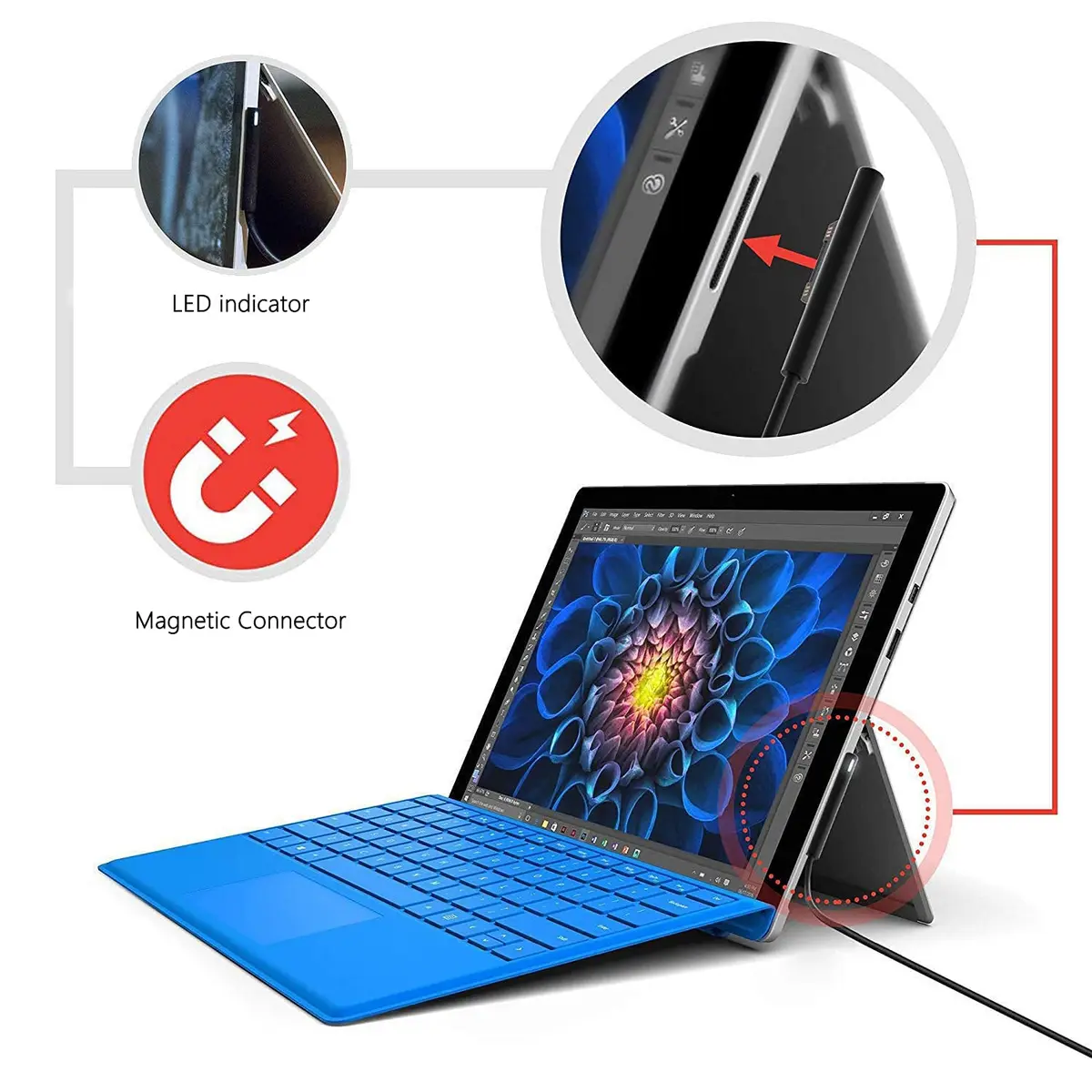 FASTELECTRIC USB-C to Surface Pro Fast Charging Adapter Cable 1m (3.3ft) | Requires 15V/3A PD Charger - view 8