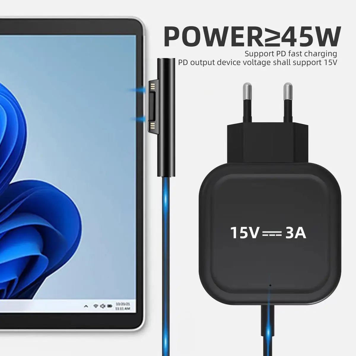 FASTELECTRIC USB-C to Surface Pro Fast Charging Adapter Cable 1m (3.3ft) | Requires 15V/3A PD Charger - view 3