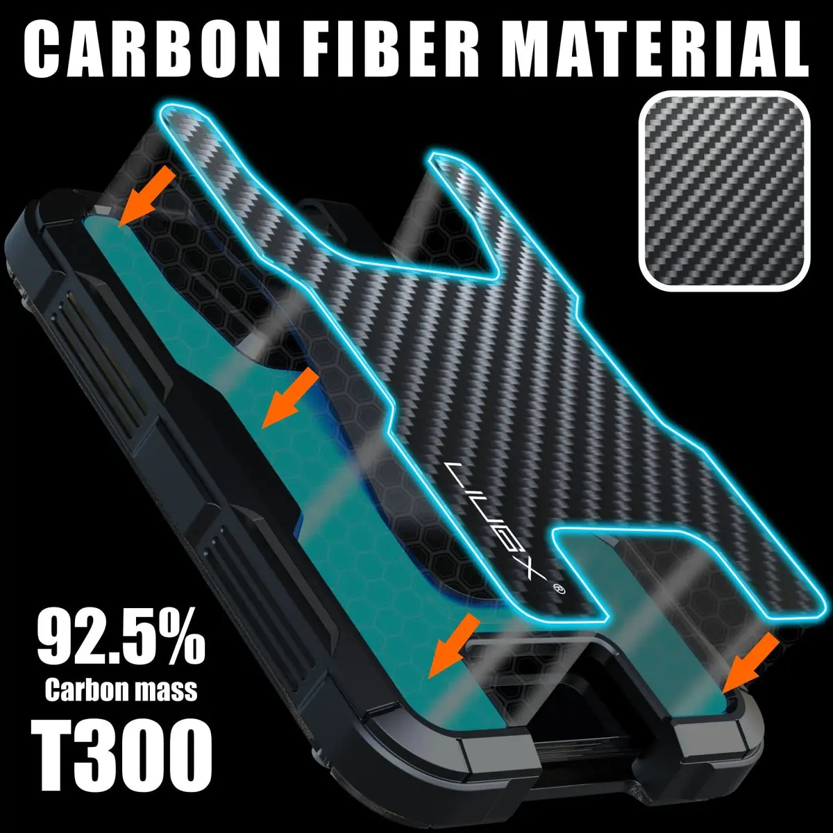 LIUGX Carbon Fiber Badge Holder with Metal Clip, 4 Cards | Durable Office ID Wallet - view 2