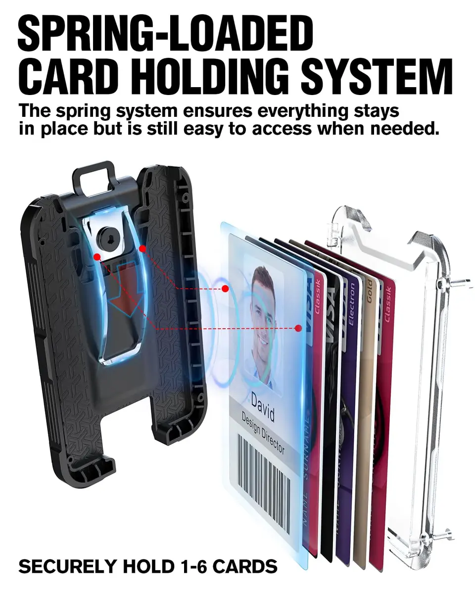 LIUGX Carbon Fiber Badge Holder with Metal Clip, 4 Cards | Durable Office ID Wallet - view 3