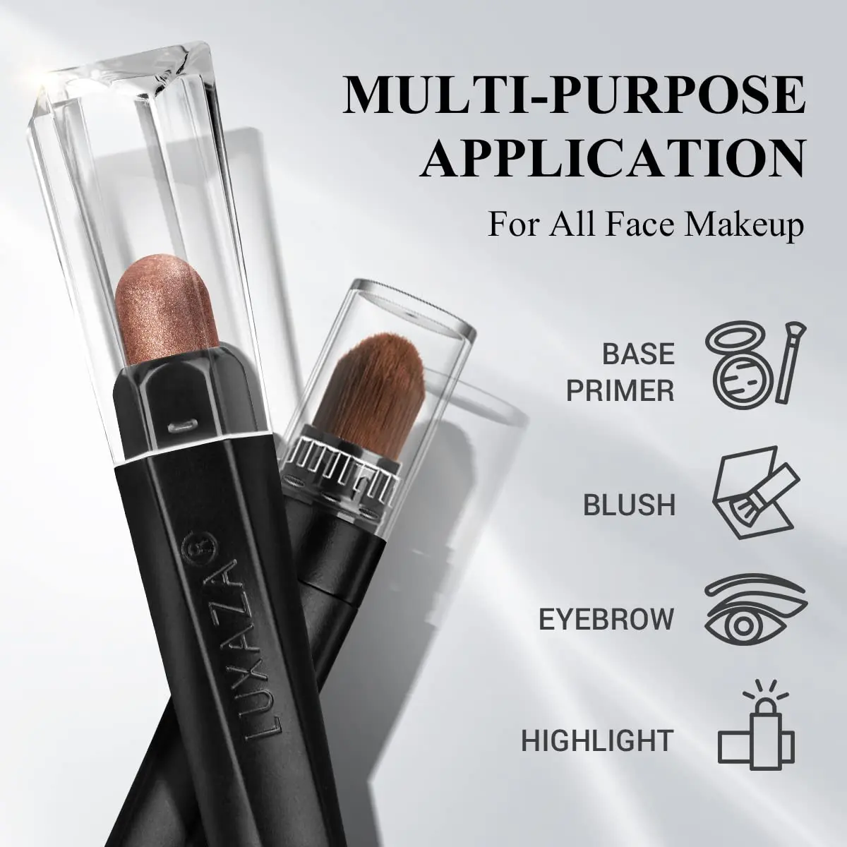 LUXAZA 3 Pcs Cream Eyeshadow Stick Set with Smudge Brush, Champagne Brown Nude | Blendable Long-Wear Eye Makeup - view 6