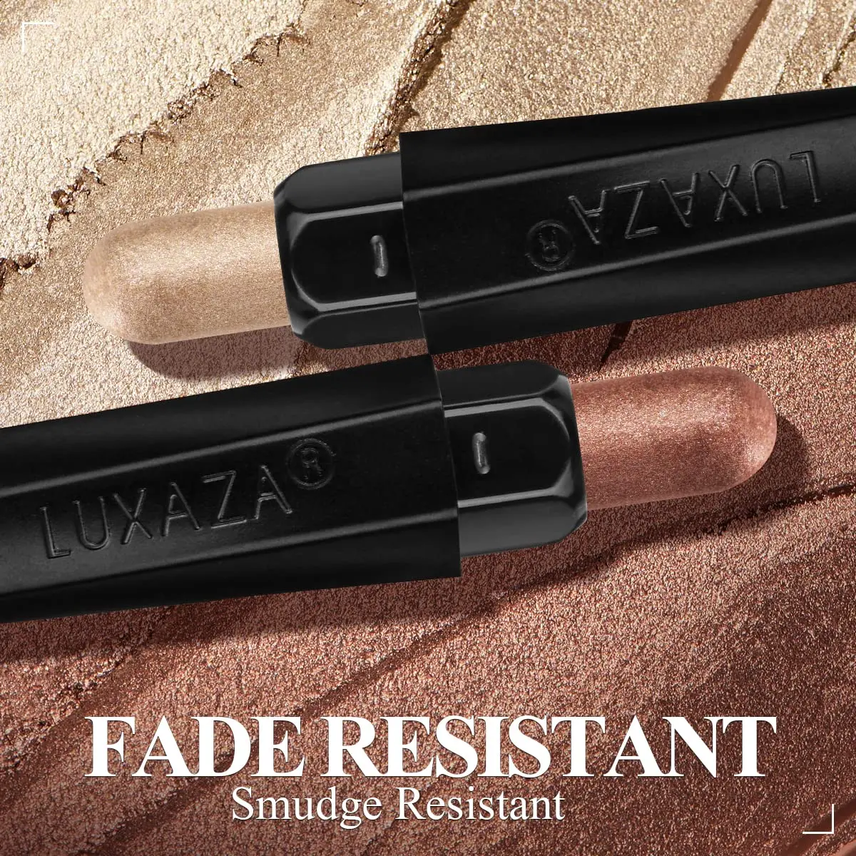 LUXAZA 3 Pcs Cream Eyeshadow Stick Set with Smudge Brush, Champagne Brown Nude | Blendable Long-Wear Eye Makeup - view 3