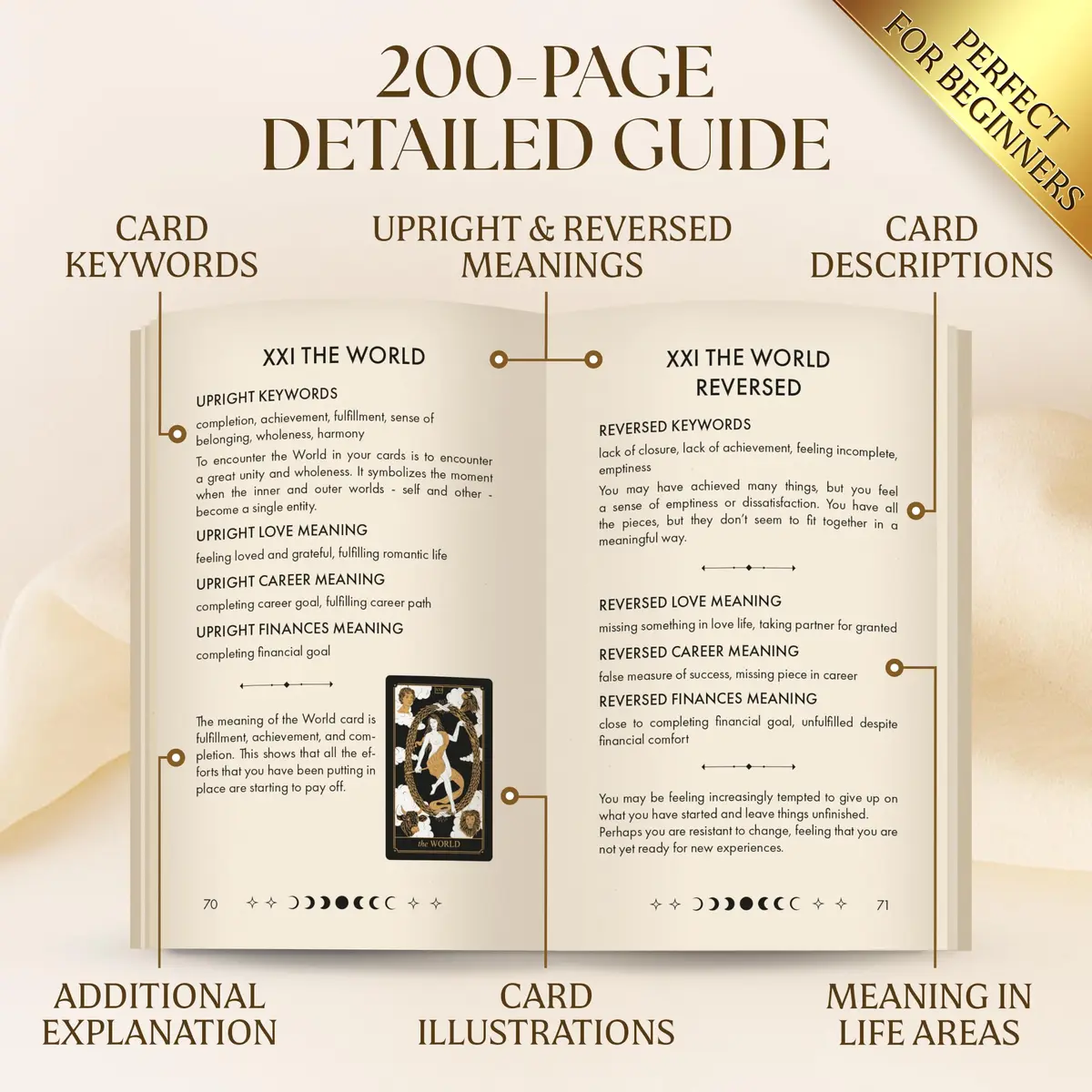 Wyspell Gold Tarot Cards with Guide Book - Unique Tarot Deck for Beginners | Elegant Gold Foil Artwork, Classic Symbolism, 350 GSM Cardstock, Gift-Ready - view 4