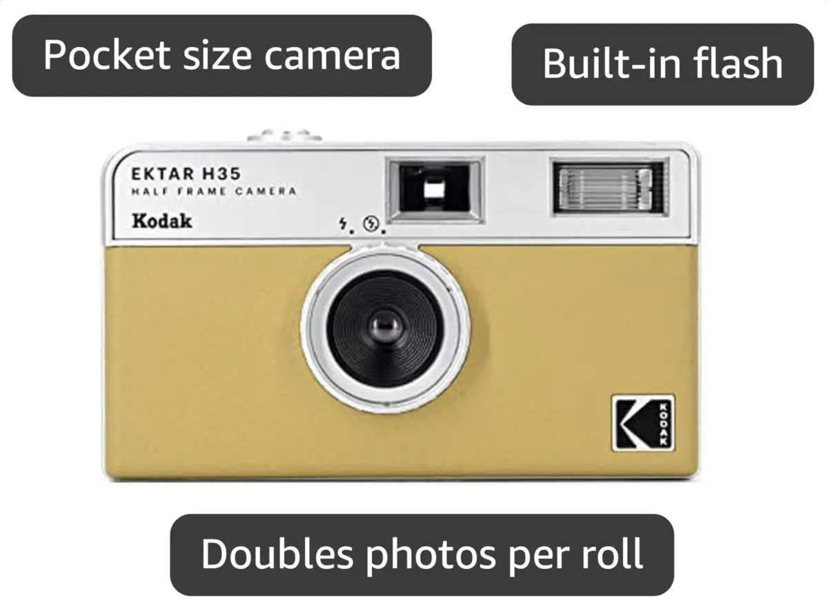 KODAK EKTAR H35 Half Frame Film Camera, 35mm, Reusable, Focus-Free, Lightweight, Sand | Double Images Per Roll - view 3