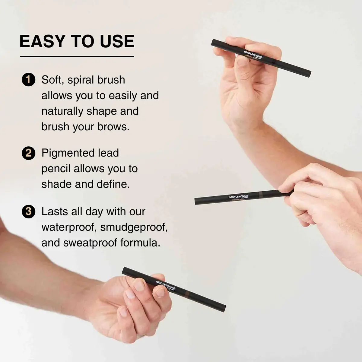 Gentlehomme Eyebrow Pencil for Men - Black - 2 Count | Waterproof, Long-Lasting, Vegan - view 8