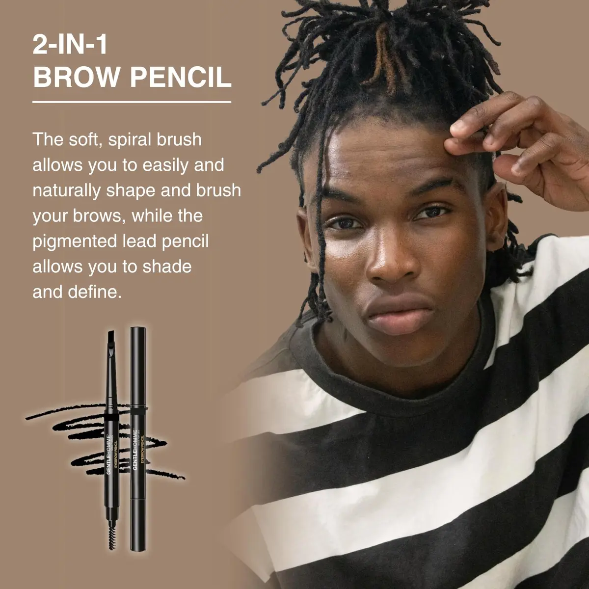 Gentlehomme Eyebrow Pencil for Men - Black - 2 Count | Waterproof, Long-Lasting, Vegan - view 3