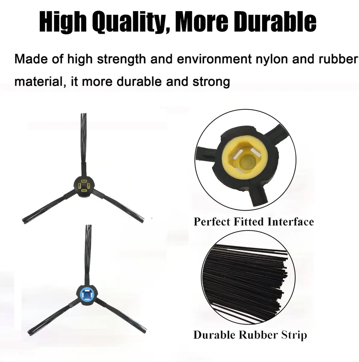 Detetap 6pcs Replacement Side Brushes for iLife V8/V80/V8S/X800/X750 Robot Vacuum Cleaner | Blue & Yellow (3 Pairs) - view 3