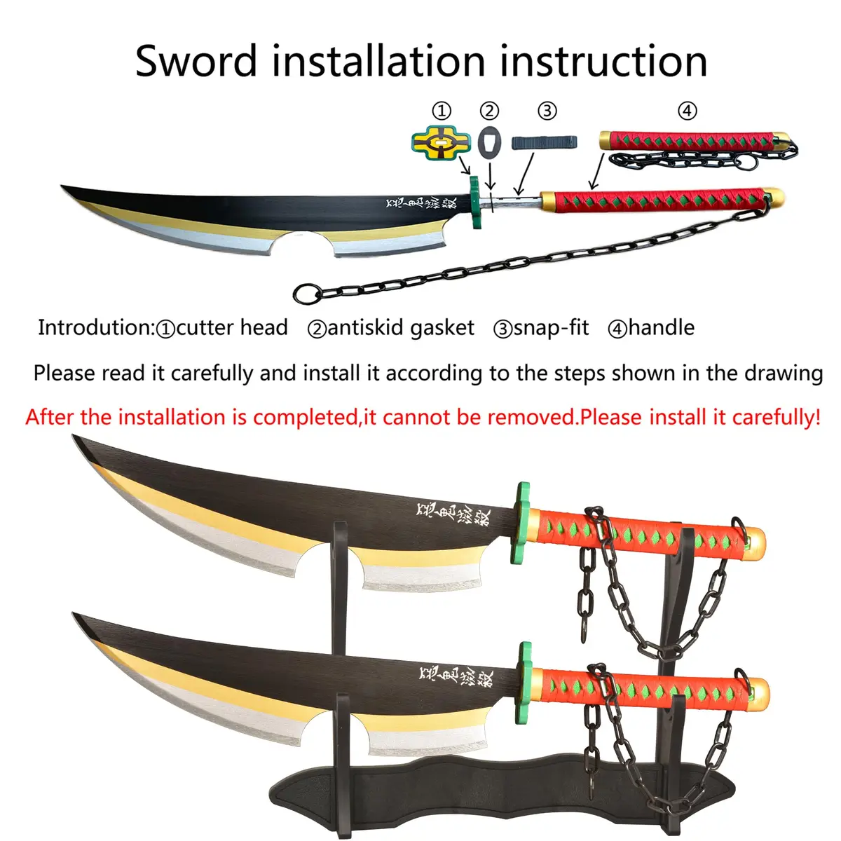 SV Anime Sword Cosplay Uzui Tengen Sword 30.9 inches | Collectible Display Prop - view 3