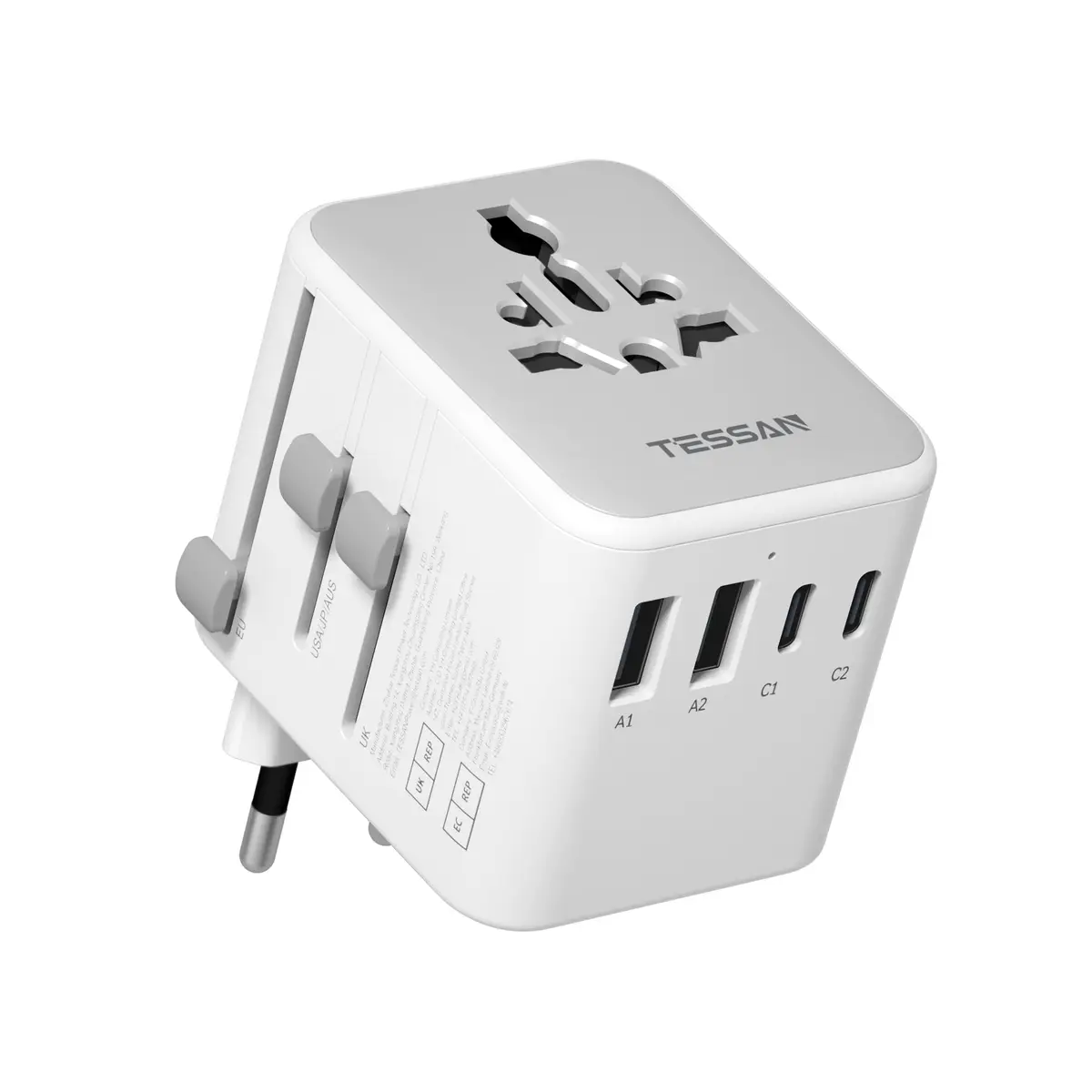 TESSAN Universal Travel Adapter, International Power Adapter | 2 USB A + 2 USB C, 150+ Countries, Compact & Lightweight - view 6