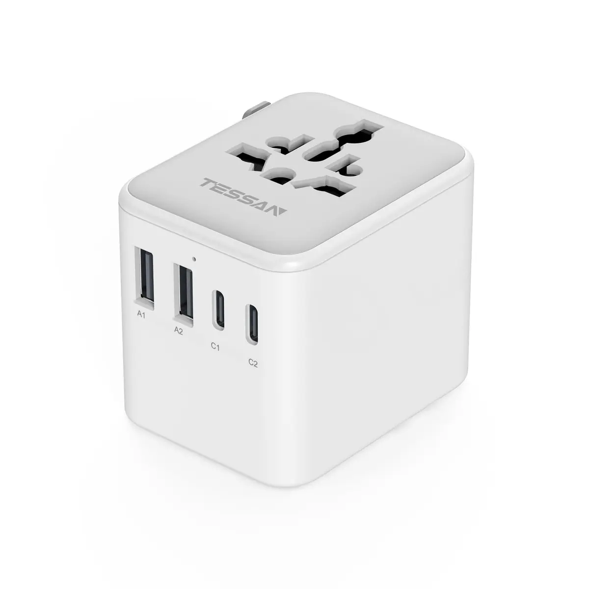 TESSAN Universal Travel Adapter, International Power Adapter | 2 USB A + 2 USB C, 150+ Countries, Compact & Lightweight - main product image