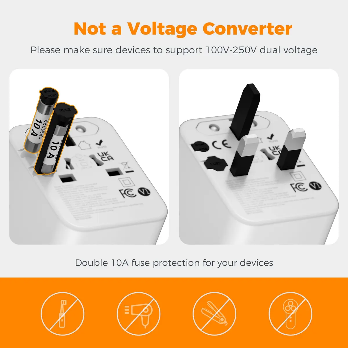 TESSAN Universal Travel Adapter, International Power Adapter | 2 USB A + 2 USB C, 150+ Countries, Compact & Lightweight - view 7