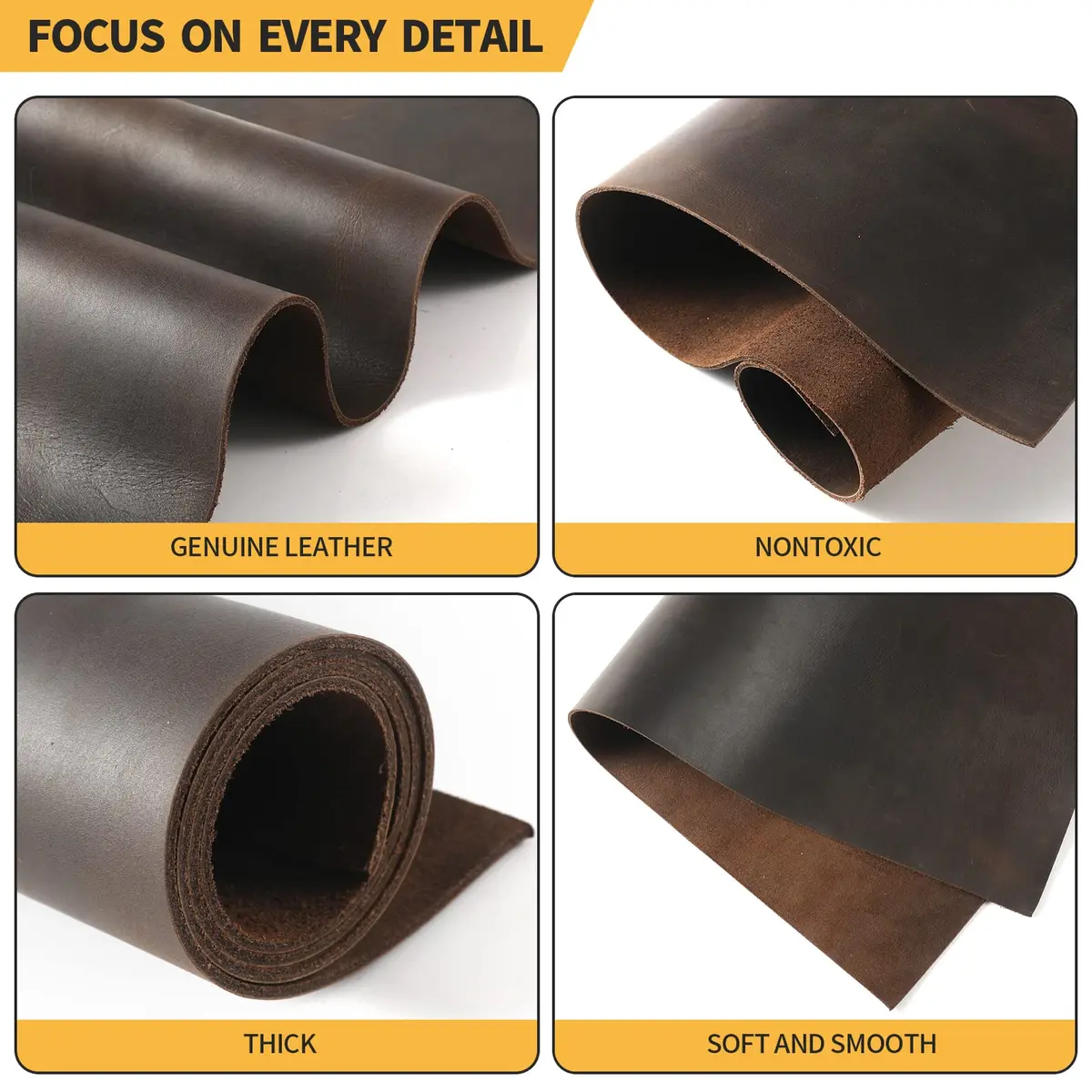 RingSun 12''X24'' Full Grain Leather Sheets for Crafts (2mm) | Genuine Leather for Tooling & Sewing - view 5