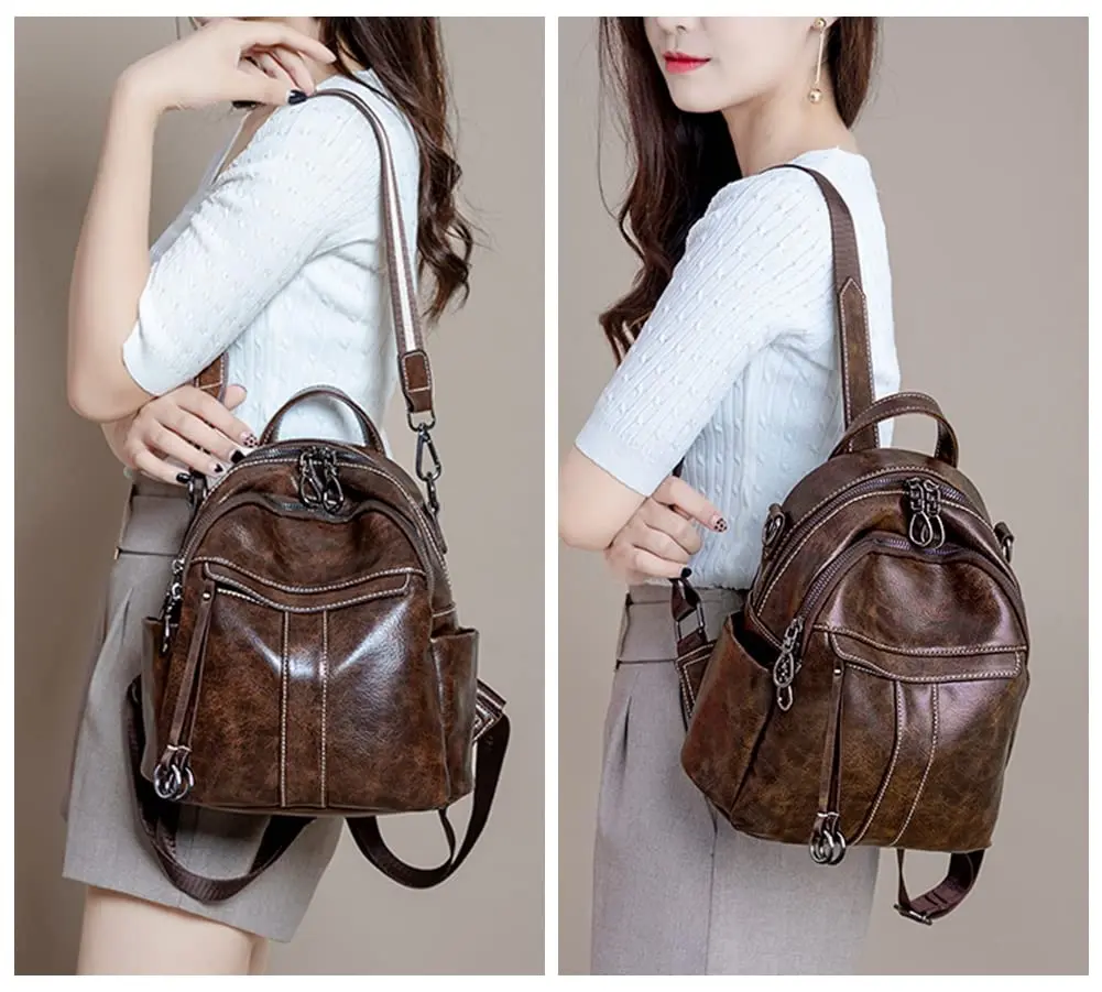 Mn&Sue Medium Backpack Purse for Women, Faux Leather Fashion Shoulder Bag Rucksack 29.5 cm (11.6") | Stylish Everyday Carry - view 5