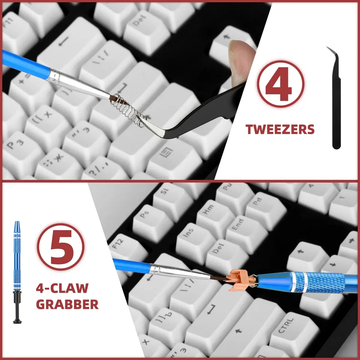 YIMAGUJRX Keyboard Lube Kit with Switch Opener, Tweezers, Keycap & Switch Pullers, Lubrication Brush for Custom Keyboard (6 Pcs) - view 5