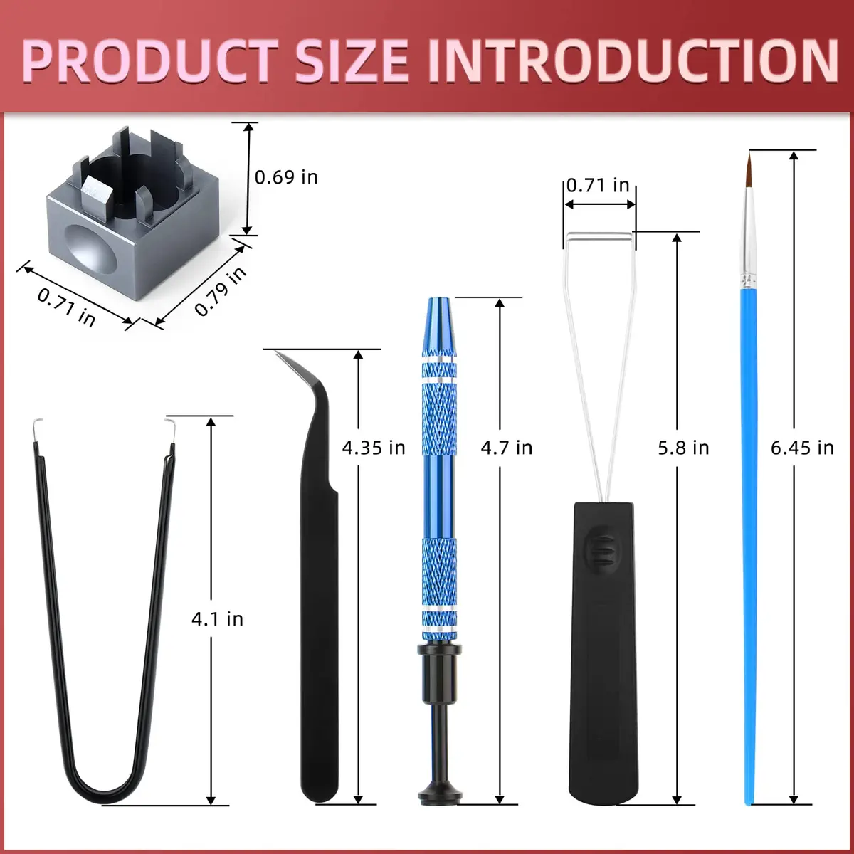 YIMAGUJRX Keyboard Lube Kit with Switch Opener, Tweezers, Keycap & Switch Pullers, Lubrication Brush for Custom Keyboard (6 Pcs) - view 2